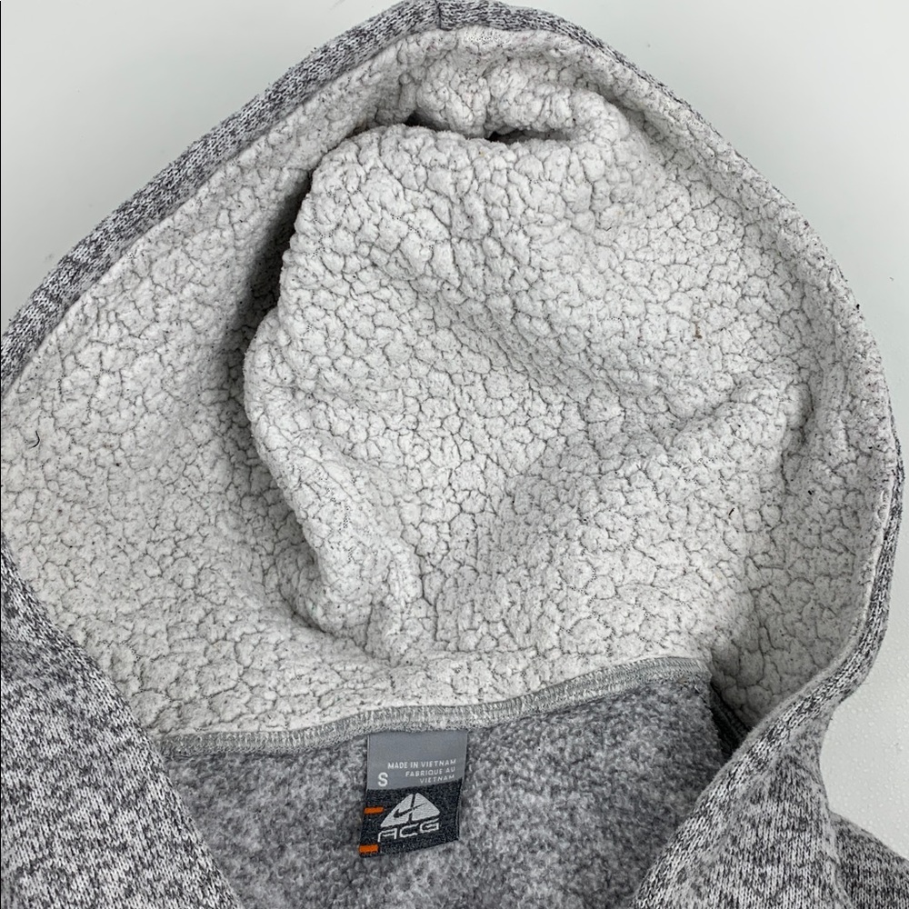 Nike ACG Heather Gray Fleece pullover hooded Jacket sweatshirt Size Small pocket - Picture 8 of 13